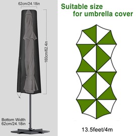 Umbrella Cover for 6ft to 9ft Patio Outdoor Umbrellas Table Umbrella, Waterproof and Durable Market Parasol Umbrellas Cover with Zipper & Cover Storage Bags, Black