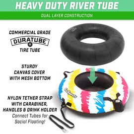 GoSports 44 in Heavy-Duty River Tube with Premium Canvas Cover - Commercial Grade River Tube - Choose Your Style