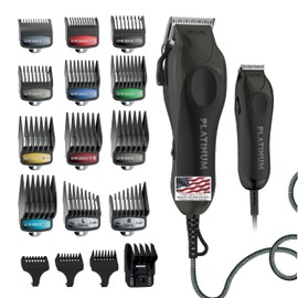 Wahl Wahl USA Pro Series Platinum Corded Clipper & Corded Trimmer for Home Haircutting with Color Coded Guide Combs C Model 79804-100