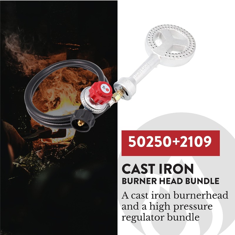 GasOne High Pressure Cast-Iron Burner Head with Brass Fitting Orifice