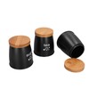 3Pcs Coffee Tea Sugar Container Set Bamboo Lid Durable Iron