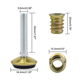 INCREWAY Swivel Furniture Leg Levelers, 4PCS Adjustable Leveling Feet Glide Durable Metal T-Nut Leveler Sliders Protectors for Chair Table Sofa(Gold)