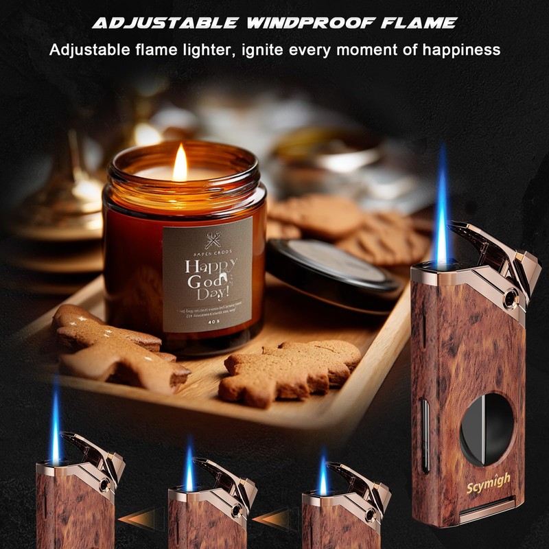All-in-one Torch Lighter with Tool, Holder, Windproof Flame, Refillable Butane