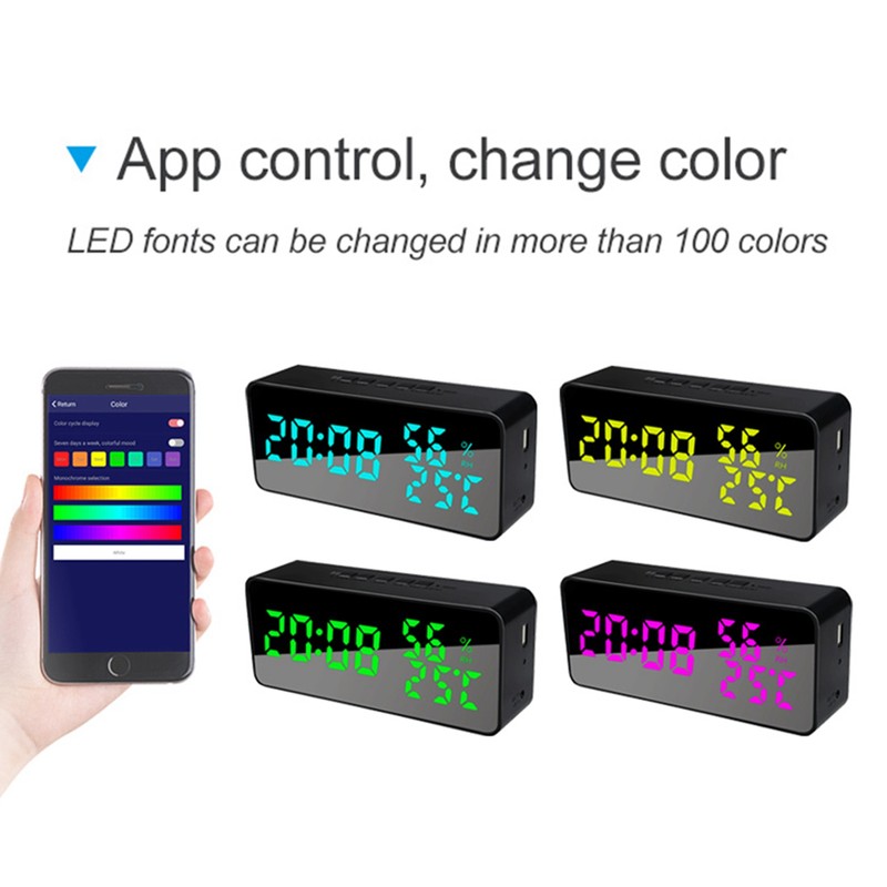 Alarm Clock for Bedroom 5 Alarms LED Display Mirror Desk