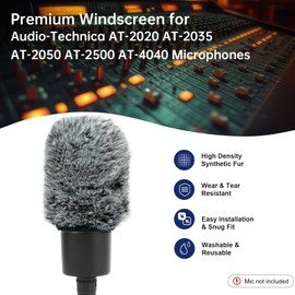 PhantAccy Pop Filter/Windscreen for Audio-Technica AT-2020 AT-2035 AT-2040 AT-2040 AT-2050 AT-2500 AT-4040 Microphones, Furry Mic Cover for Wind and Ambient Noise Reduction (Furry-BlackWhite)