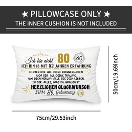 Yufansd Gift for 80th Birthday Women 80th Birthday Man Duvet Cover 1 Piece Pillowcase Decoration for Pillow Gifts for 80 Years Old Family and Friend Keepsake Cushion Cover (80th-50x75cm)