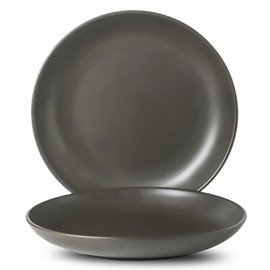 glowworm Ceramic Dinner Plates Set of 2, 10 Inch Large Plates for Steak, Pasta, Microwave & Dishwasher Oven Safe, Wedding Gift, 2 PCS, Black