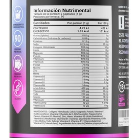 Ácido Fólico, Calcio, Vitaminas, Colágeno Hidrolizado, Magnesio. Multivitamínico para Maternidad. 180 Cápsulas. Pre Nat Blend B Life