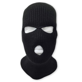Mens Black Knit Thermal Face Ski Mask
