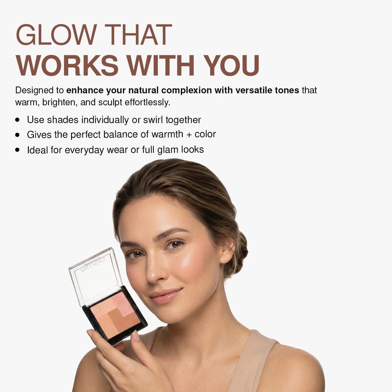 Palladio 2 en 1 Polvo Mosaico Rubor y Bronceador, Suave
