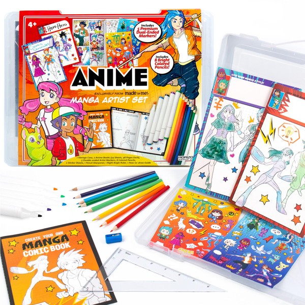 Made By Me Manga Artist Set, How to Draw Anime, Create 2 Comic Books, Great Gifts for Anime Enthusiasts, Awesome Art Kit, Drawing Kit Arts & Crafts for Kids, Great Addition to Anime Collection