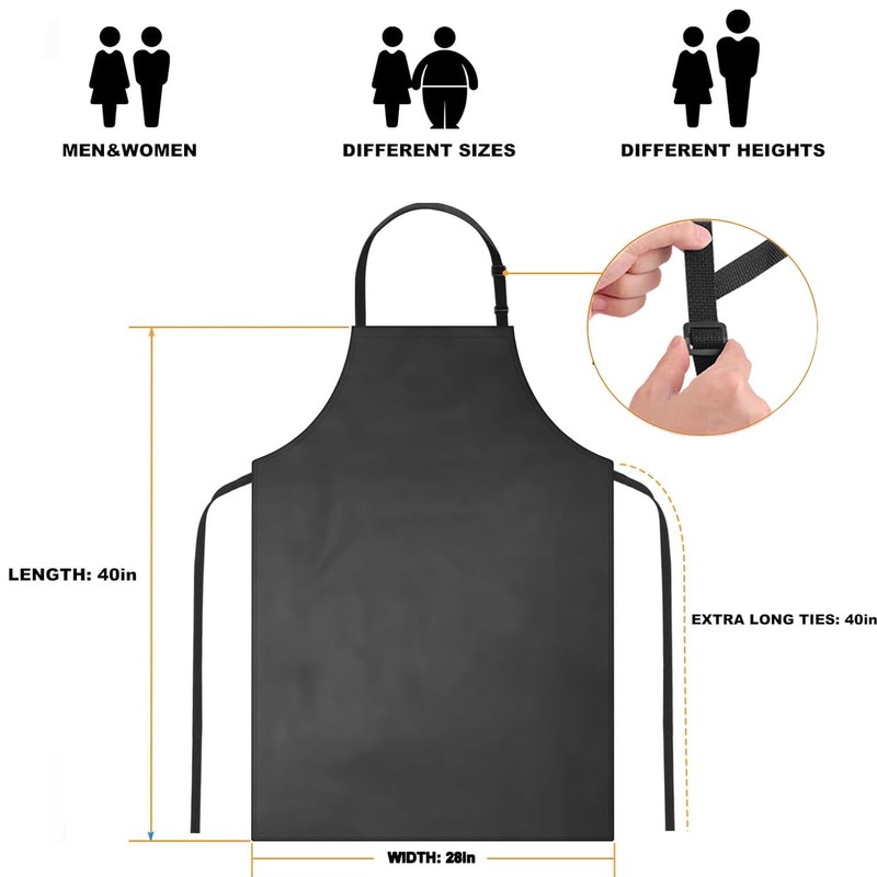 BURNTOP 2 Pack Waterproof Rubber Adjustable Apron 40" Aprons for