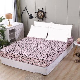 JQWUPUP Leopard Print Microfiber King Fitted Bed Sheet, Fitted Sheet Deep 30cm for King Bed 150x200cm