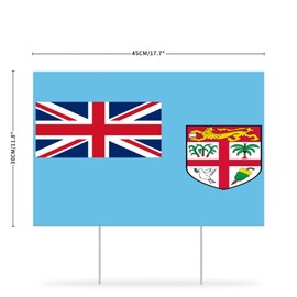 Fiji National Flag Yard Signs Fiji Lawn Signs Double Sided Yard Sale Signs with Stakes Party Lawn Decorations for Holiday 12x18in