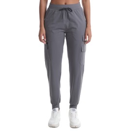 Women's Water Resistant Cargo Joggers - Trendy Travel Hiking Pants with Zippered Pockets for All Season(Charcoal Grey,XXL)