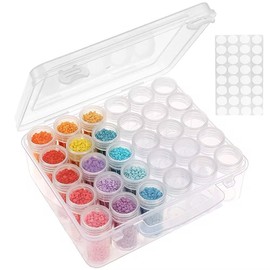 Mpowtech Bead Organizer, 24 Grids Diamond Painting Storage Containers, Clear Organization Accessories for Seeds, Glitter, Rhinestones - Small Storage Container