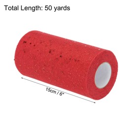 sourcing map 6" Wide 50 Yards Sequin Tulle Ribbon Rolls Glitter Sparkly Netting Fabric for Tutu Skirt Sewing Christmas Wedding Gift, Red