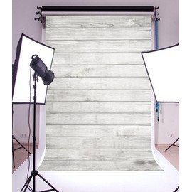 YongFoto Vinyl Photo Background Wooden Floor White Wooden Light Grey Rustic Wooden Board Photography Background for Photo Booth Baby Party Banner Kids Photo Studio Props 2.5 x 3 m