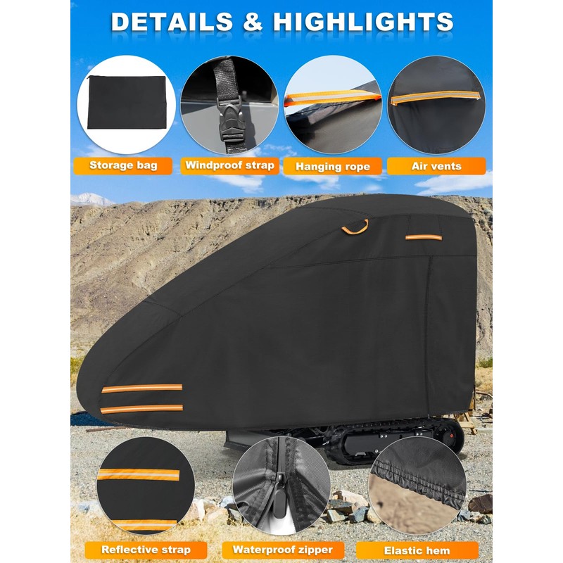 Small Mini Excavator Cover, 420D Waterproof Zippered Storage Cover |