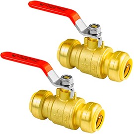 (Pack of 2) AB 1 Inch Push to Connect Ball Valve, 1 Inch Push Fit Ball Valve with Disconnect Clip, Full Port Water Shut Off Valve for Copper, CPVC and PEX Pipe, UPC Certified