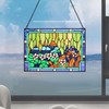 YOURANJU Stained Glass Window Hanging Handicraft Lotus Pond Rectangular Glass