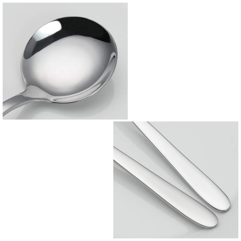 Yarebest Stainless Steel Round Spoon, Table Spoon Set, 6 Piece