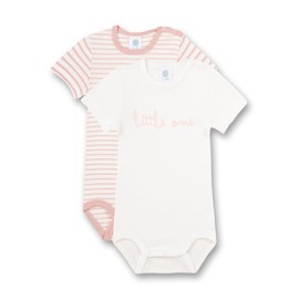 Sanetta Bodysuit Short Sleeve (Double Pack) White and Pink Striped | High-Quality and Sustainable Bodysuit for Girls Made of Organic Cotton Contents: Set of 2 Baby Bodysuit, White Pebble