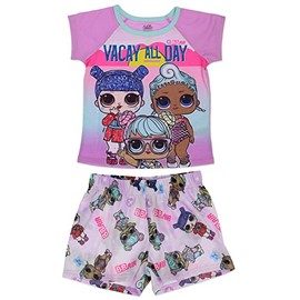 L.O.L. Surprise! Girls' Pajama Set Vaycay 2-Piece, Purple, Little Kid Size 10/12