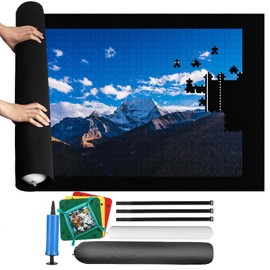 Politesse & Romance Tapete de Rompecabezas Enrollable, Tapete Enrollable de 1500 1000 500 Piezas, Juego de Alfombrilla Portátil de Fieltro con 4 Bandejas Clasificadoras (1500 Piezas)