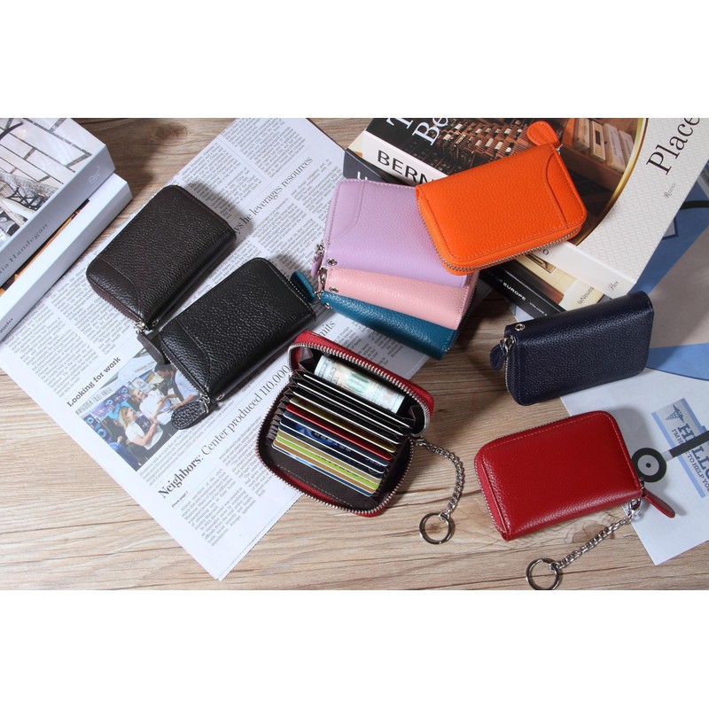 GADIEMKENSD Credit Card Holder RFID Protection Leather Wallet 14 Compartments