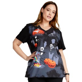 Tooniforms Women Scrubs Top V-Neck TF745, XL, Nightmare Shift