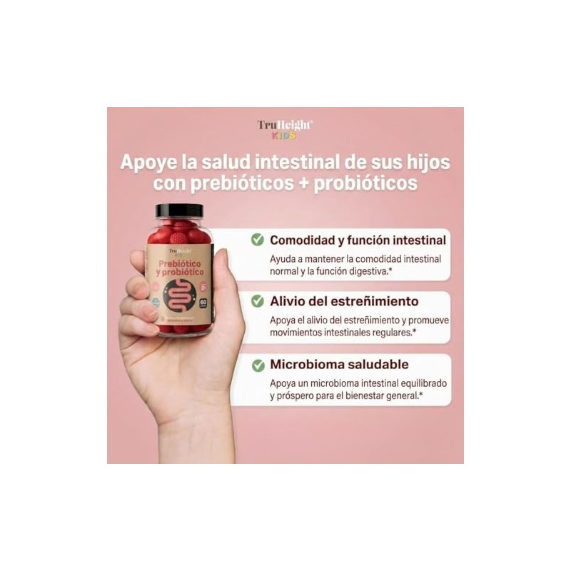 TruHeight Prebiótico + Probiótico – Fórmula en Polvo Sabor Fresa,