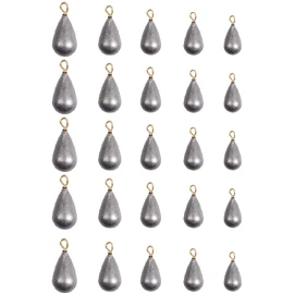 25 Pcs Fishing Sinker Weights Kit, Water Drop Shape Sea Fishing Metal Sinker Weights with Storage Box for Saltwater Freshwater, 5 Sizes