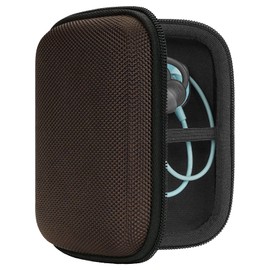 Geekria Shield Headphones Case for in-Ear Headphones Replacement Hard Shell Travel Carrying Bag with Cable Storage Compatible with Bose SoundSport Wireless, SoundSport Pulse Headsets (Brown)
