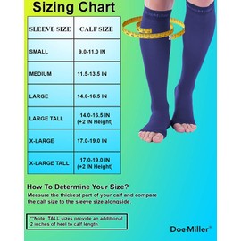 Doc Miller Open Toe Socks â 1 Pair Compression Socks Women & Men 20-30mmHg Support Stockings Travel DVT Shin Splints Varicose Veins Legging Medical Grade Nurses (Dark Blue, Large Tall)