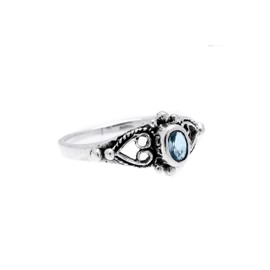 WINDALF Vintage Women's Silver Ring ANELY 7 mm Topaz Crystal Bohemia Engagement Ring 925 Sterling Silver, Fabric, Crystal