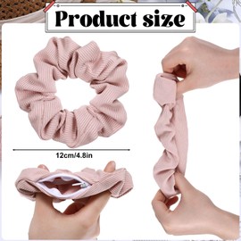 4pcs Pocket Scrunchies Hair Ties with Hidden Zipper,Hidden Pocket Scrunchie,Stash Scrunchie Zipper Scrunchie for Hide Money,Elastic Hair Ties Ponytail Holder Accessories