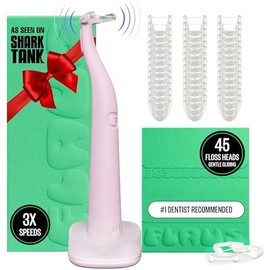 FLAUS Electric Flosser (Gentle Glide) - Shark Tank + Oprah's List - Water Floss Alternative - Dental Plaque Remover for Adults - Easy Vibration Power Flossing - Safe Portable Gum + Teeth Cleaning Tool