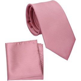 ZENXUS - Conjunto de corbata regular y bolsillo cuadrado para hombre, color sólido, 8 cm de ancho estándar, 34 Dusty Rose, Mediano