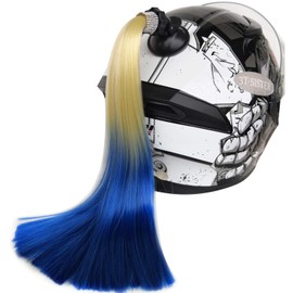 3T-SISTER Crystal Pigtails 14inch for Helmet Ponytail Decoration for Motorcycle Bicycle Ski Helmet Accessories Reusable Suction Cup Reusable Design Many Colors (Helmet not Included)