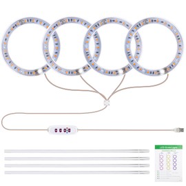 Grow Lights for Indoor Plants 4 Heads 4.8W 50.48lm 40+40LED USB Powered Grow Light 8H/12H/16H Timer 5 Dimmable Brightness Plant Growing Lamps for Succulents / Mini Bonsai / Small Plants