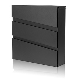 YOOBOX Wall-Mount Mailbox with Lock and Keys, Security Key Drop Box for House Outside, Locking Postbox, Steel Metal Rust-Proof Mail Box, 14.57 x 14.57 x 4.33 Inch, Black, MD002 X-Large