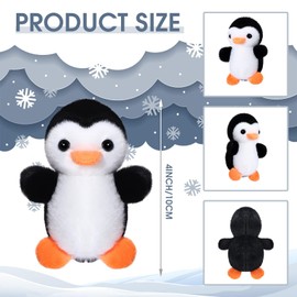 Skylety 8 Pcs 4 Inch Mini Penguin Stuffed Animal Bulk Penguin Plush Keychains for Birthday Xmas Party Favor Gifts (Black)