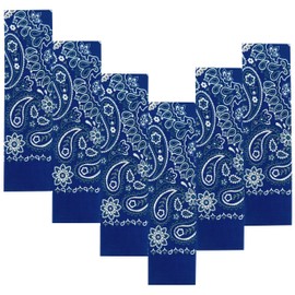 EVERY-VILLE Where EVERYone is Welcome 6 Pack Navy Blue Cotton Bandana for Women Men Gift Packaging - 55x55cm, Paisley - Dark Blue Cowgirl Cowboy Motorbike Accessories Head Scarf Headband Neckerchief