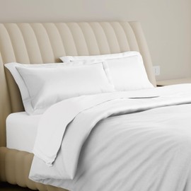 Carressa Linen 100% Egyptian Cotton Duvet Cover King Size 800 Thread Count 3 Piece Crisp White Duvet Cover Set, Extra Long Staple Egyptian Cotton Quilt Cover, Breathable with Hidden Zipper Closure