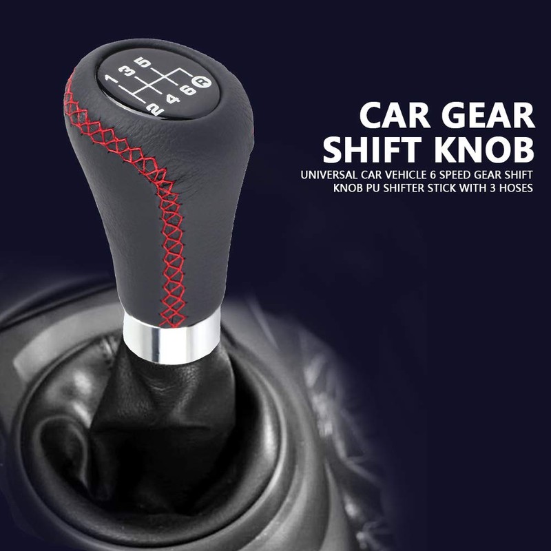 Gear Shift Knob 6 Speed, PU Leather Universal Car Auto/Manual