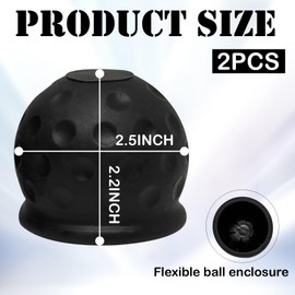 GutGiel 2 PCS Trailer Ball Cover, Universal 2 Inch Rubber Waterproof and Dustproof Trailer Hitch Ball Protective Cover, Car Accessories Towing Ball Protectors for Towing Car Truck RV (Black)