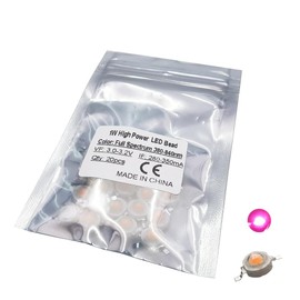 Vrabocry 20 pcs 1W High Power Led Chip Full Spectrum 380-840nm 300mA-350mA DC 3V - 3.4V 1 Watt SMD COB Light Emitter Components Diode Bulb Lamp DIY Lighting