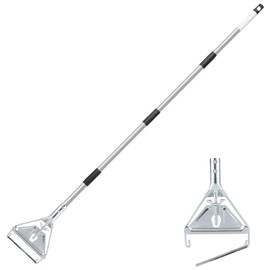 Mop Handle Commercial Heavy Duty, 59-Inch Stainless Steel Adjustable Industrial Mop Handle Replacement—Quick Replacement, Universal for Floor Cleaning in Homes Offices Garages Workshops and Warehouses