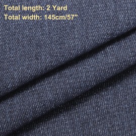 sourcing map 10OZ Denim Fabric, 145cm Stretch Cotton Denim Material 2m by The Metre for Sewing Quilting Clothes Fabric DIY Craft,Extra Dark Blue